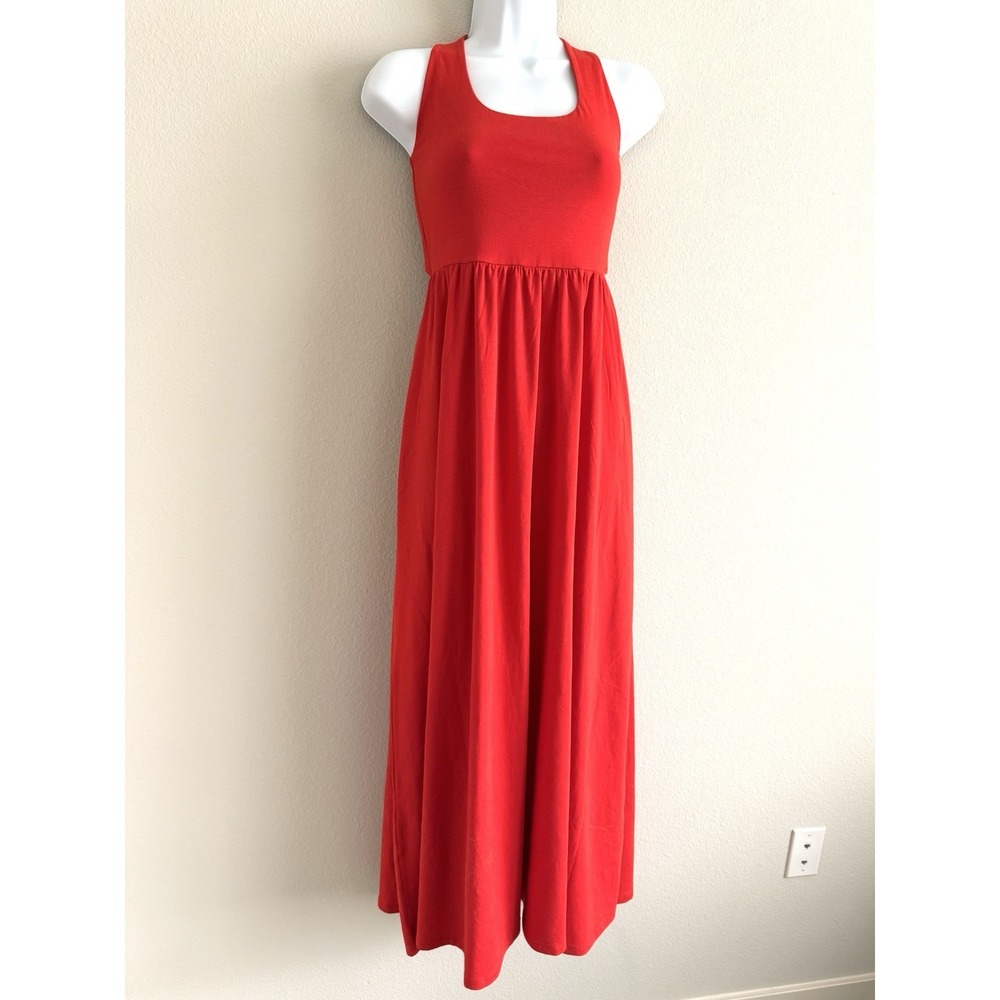 ASOS Maxi Sundress Womens 6 Bright Red Back Cutout Vacation Cruise Resort Beach